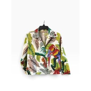 Life Style Petite Tropical Parrot Print Cotton Jacket Multicolor Size PL